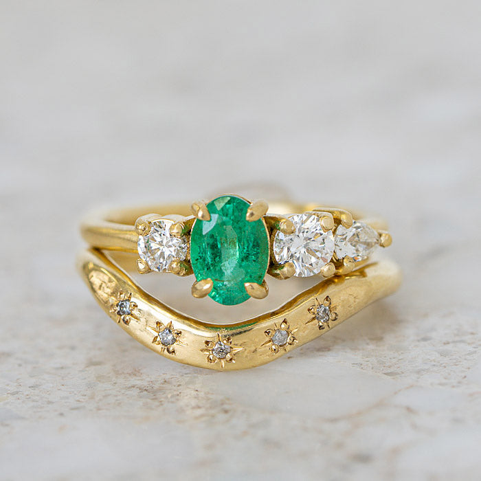 Emerald And Diamond Splice Ring – Sarah Gardner Jewellery