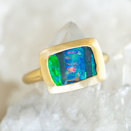 One-off Boulder Opal Ring In 18ct Yellow Gold, Size N (In Stock)