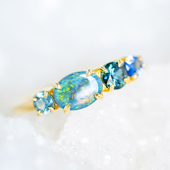 East West Black Opal Splice Ring