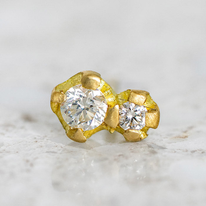 White Diamond Bud Single Stud In 18ct Yellow Gold (In Stock)