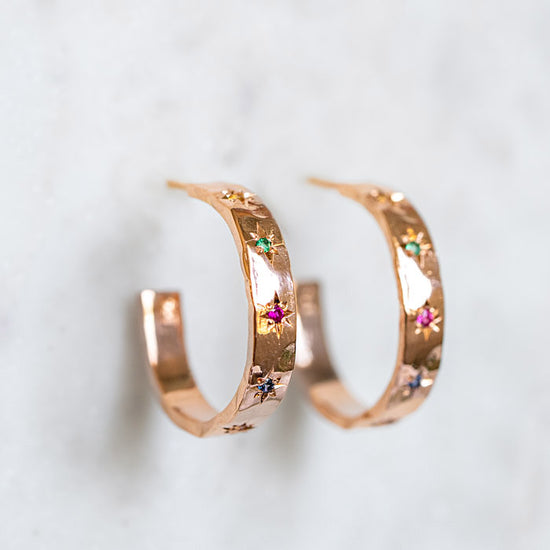 Carnivale Beaten Hoops in 9ct Rose Gold (In Stock)