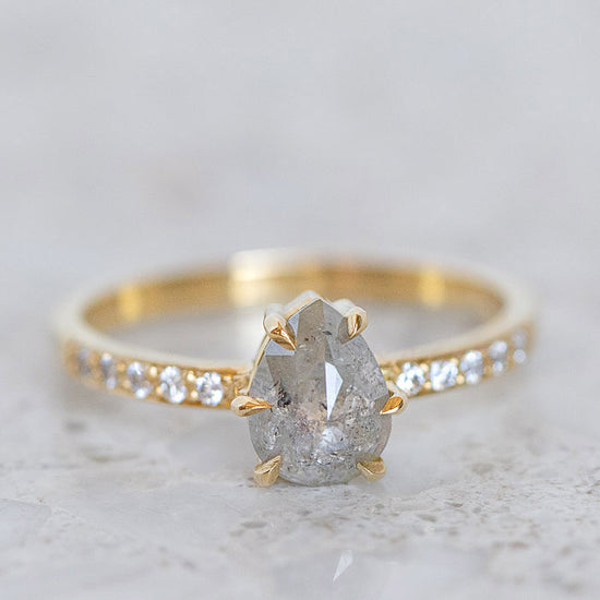 One-off Salt and Pepper Diamond Elizabeth Ring in 18ct Yellow Gold, Size O (In Stock)