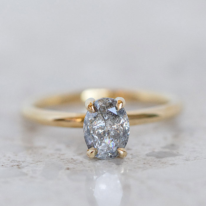 One-off Salt and Pepper Diamond Claire Ring in 18ct Yellow Gold, Size L (In Stock)