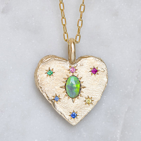 Black Opal Big Heart Necklace