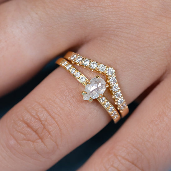 One-off Icy Salt and Pepper Diamond Elizabeth Ring in 18ct Yellow Gold, Size O (In Stock)