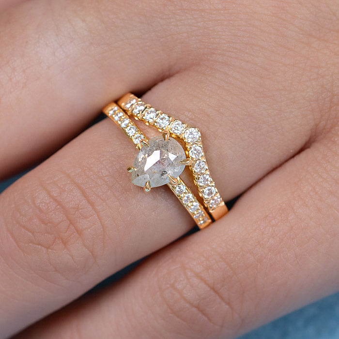 One-off Salt and Pepper Diamond Elizabeth Ring in 18ct Yellow Gold, Size O (In Stock)