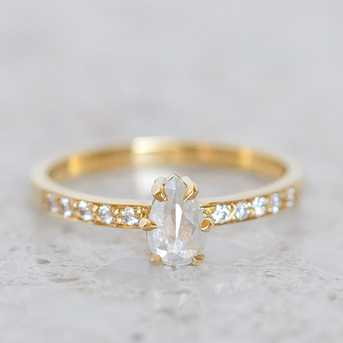 One-off Icy Salt and Pepper Diamond Elizabeth Ring in 18ct Yellow Gold, Size O (In Stock)