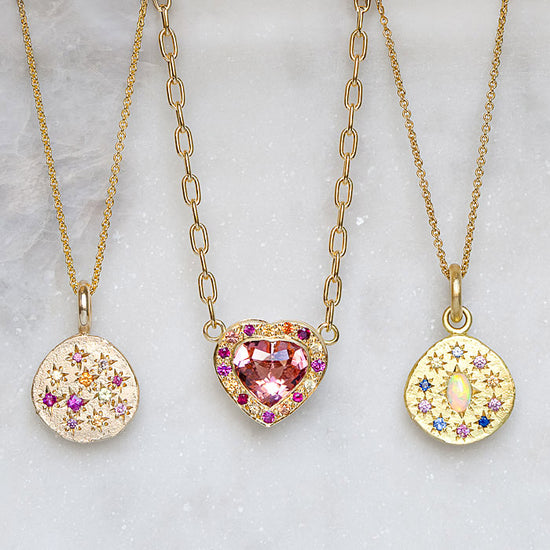 One-off Pink Tourmaline Big Heart Pendant in 18ct Yellow Gold (In Stock)