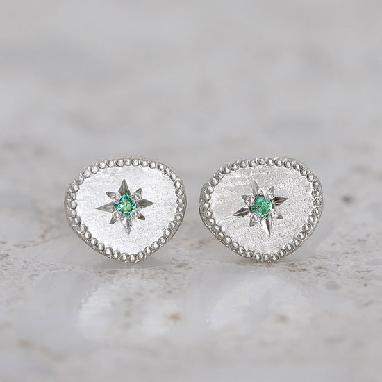 Load image into Gallery viewer, Emerald Rubble Studs
