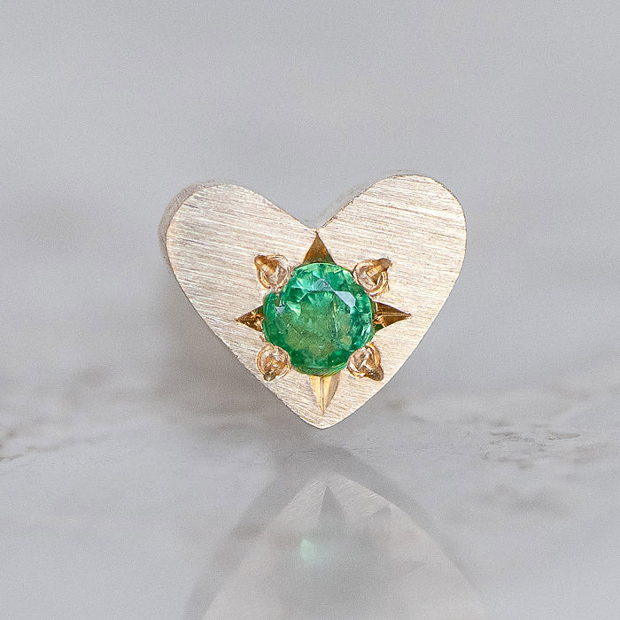 Emerald Mini Heart Single Stud