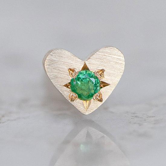 Emerald Mini Heart Single Stud