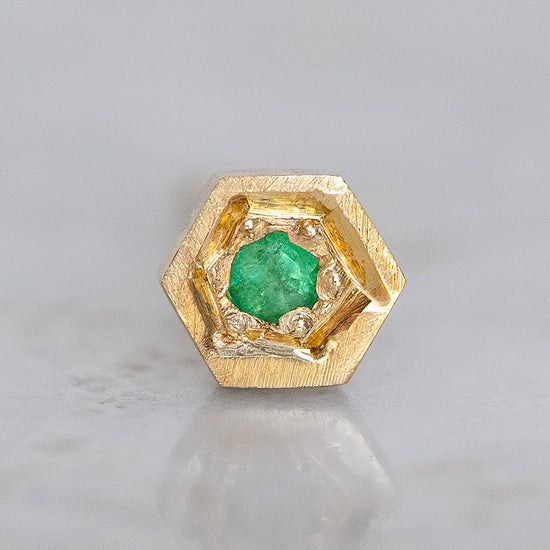 Emerald Hexagon Single Stud
