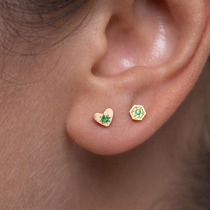 Emerald Hexagon Single Stud