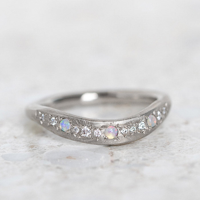 Crystal Opal and Diamond Celestial Hidden Treasure Band