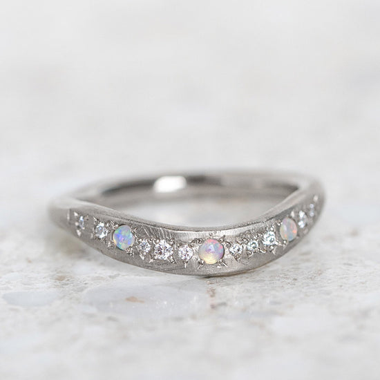 Crystal Opal and Diamond Celestial Hidden Treasure Band