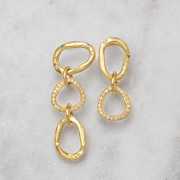 Asymmetrical Diamond Chain Link Earrings