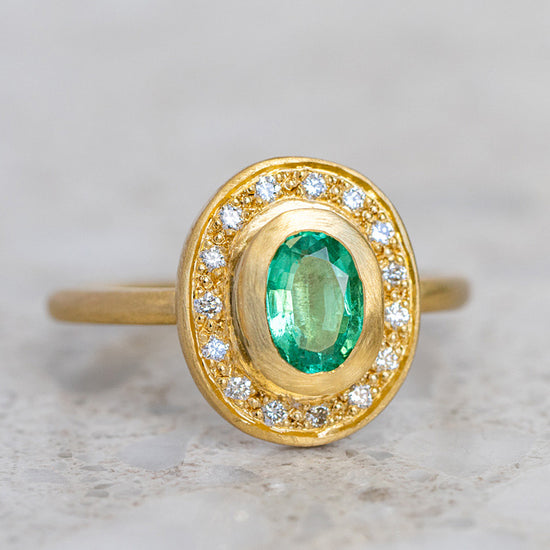 Symmetry Pompeii Emerald Ring in 18ct Yellow Gold, Size N 1/2 (In Stock)