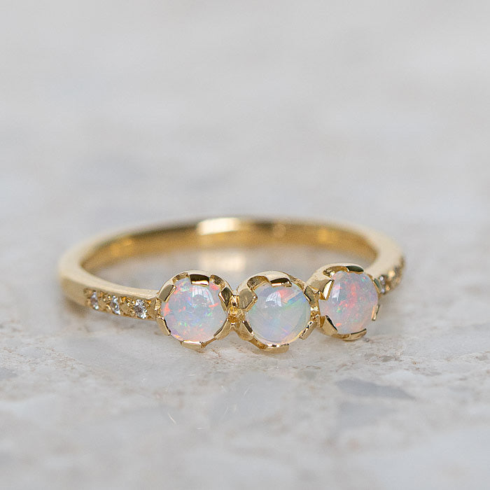 Opal Juliet Ring in 14ct Yellow Gold, Size K and a half (In Stock)