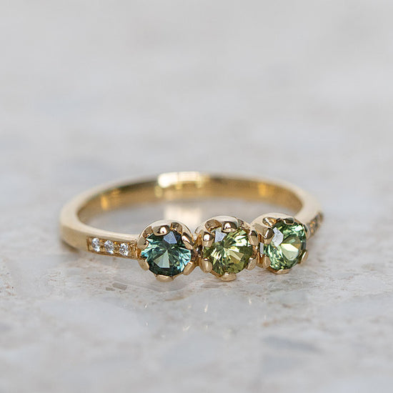 Shades Of Green Sapphire Juliet Ring