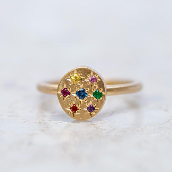 Small Starburst Pebble Ring in 9ct Yellow Gold, Size Q 1/2 (In Stock)