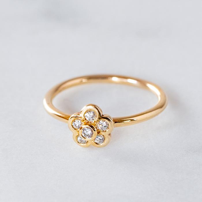 Diamond Daisy Stacking Ring in 9ct Yellow Gold, Size L (In Stock)