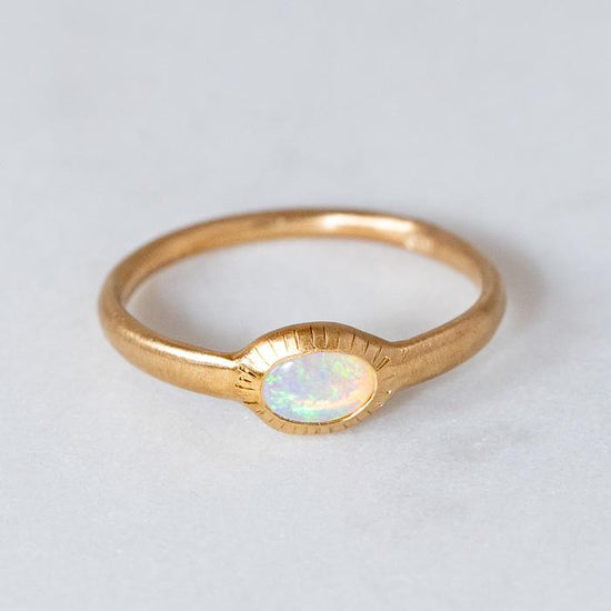 Parthian Crystal Opal Stacking Ring In 9ct Yellow Gold, Size N and a half (In Stock)