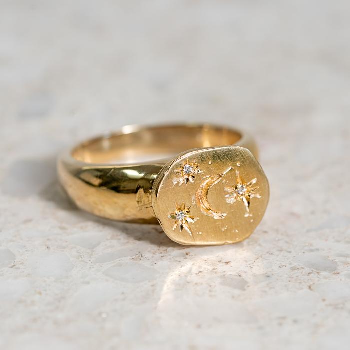 Half moon and star on sale ring