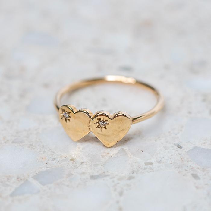 Diamond Double Heart Ring – Sarah Gardner Jewellery