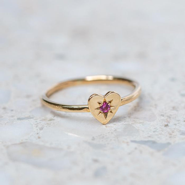 Pink Sapphire Mini Heart Stacking Ring – Sarah Gardner Jewellery