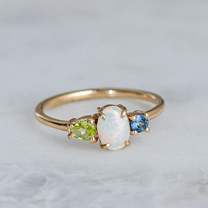 Opal teardrop deals engagement ring