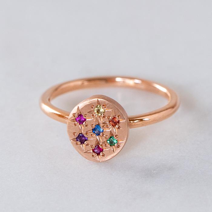 Small Starburst Pebble Ring in 14ct Rose Gold Size Q In Stock Sarah Gardner Jewellery