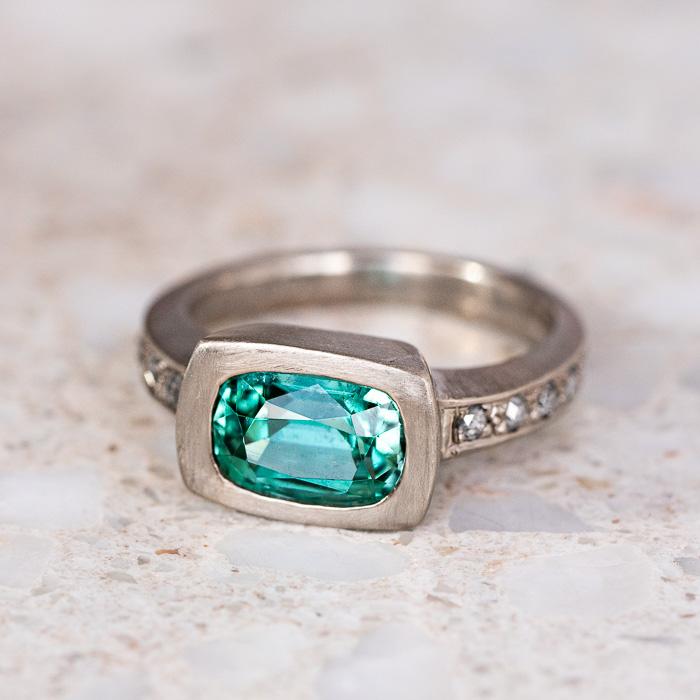 Mint tourmaline engagement on sale ring